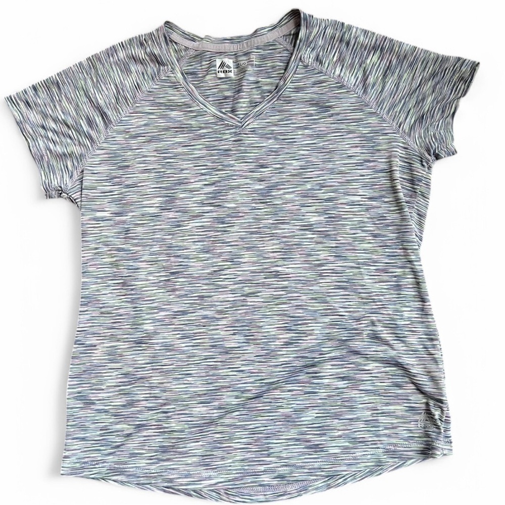 RBX Performance Women’s  Striped‎ Athletic Work out Travel TShirt Purple Large